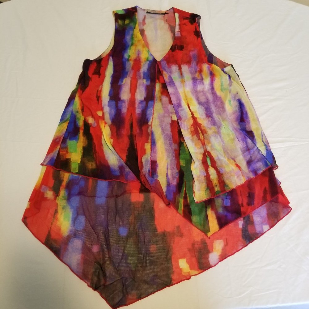 The Pyramid Collection Rainbow Chiffon Blouse